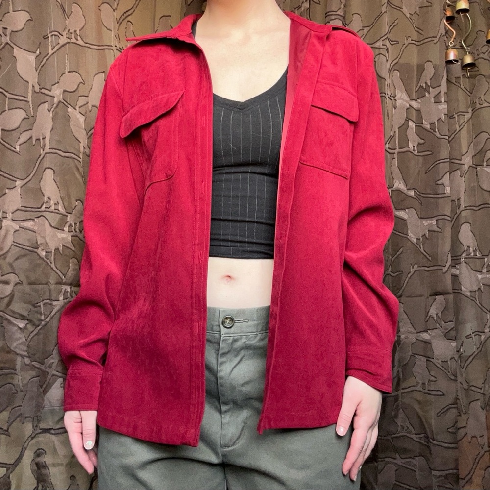 Josephine Chaus Red Suede Utility Jacket